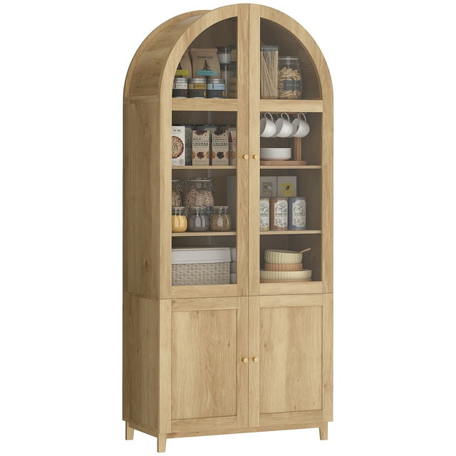 HOMCOM Armoire de Garde-Manger de Cuisine Arquée, Armoire de Rangement de Cuisine de 71 Pouces de Hauteur
