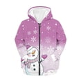 thumbnail image 2 of Psesaysky Boys Girls Fleece Hoodies Cute Snowman Purple Zipper Hoodie Casual Hooded Sweatshirts with Pocket Winter Coat Jacket for Age 6-7 Kids, 2 of 7