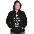 thumbnail image 3 of Keep Calm and Say Boo Halloween Unisex Fleece Graphic Zip Up Hoodie Brisco Brands 2X, 3 of 5