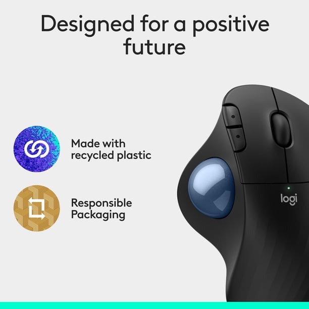 Logitech ERGO M575S Wireless Trackball Mouse, Wireless Ergonomic