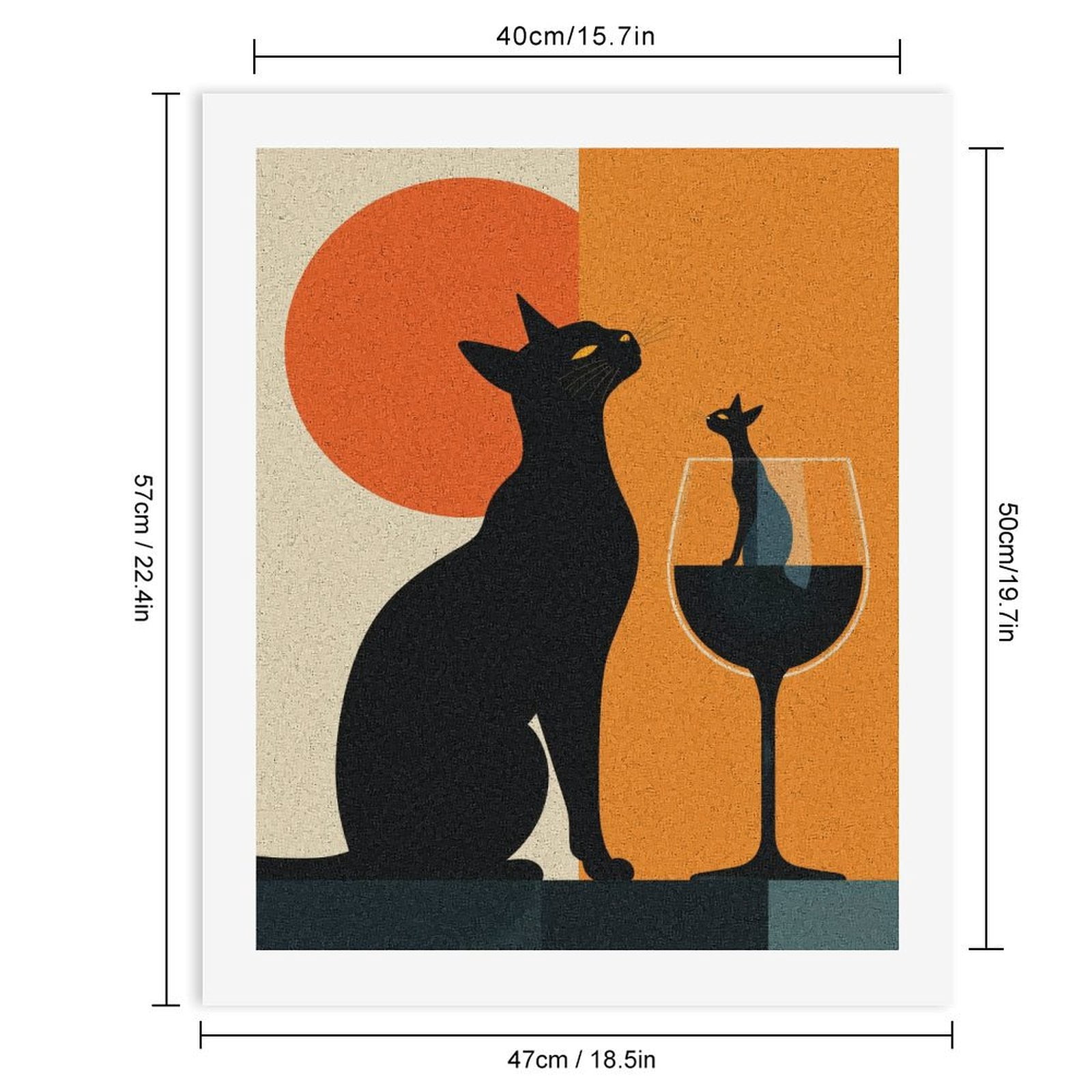 Paint By Numbers Kit for Adults Beginner - DIY Cat Silhouette Abstract Art 디자인 Canvas Painting Kits for Adults, Frameless Paint By Number for Adults for Home Wall Decor 16x20 Inch