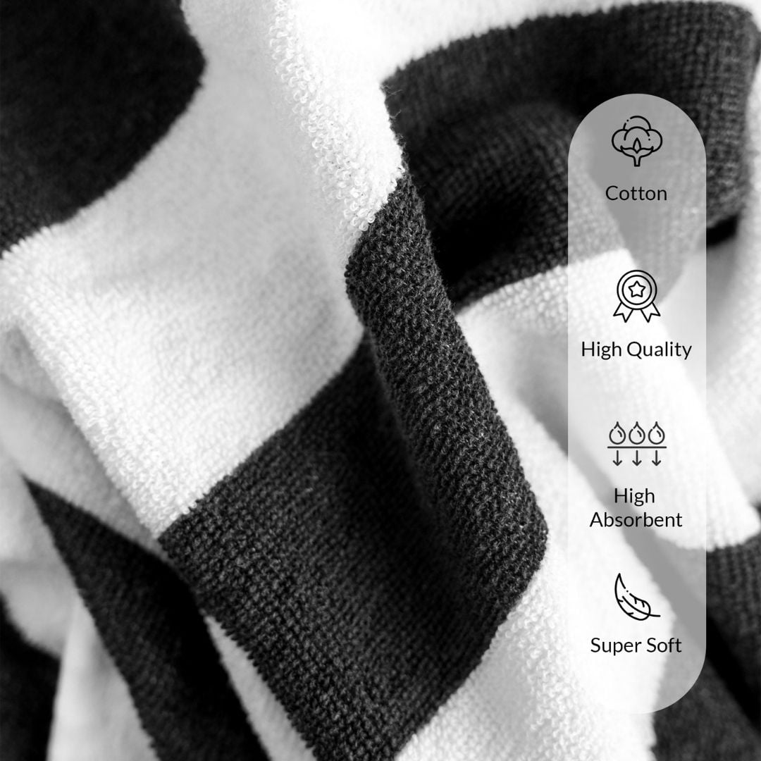 Top Cotton Cotton Beach Towels, Pack of 4 - 30"x60" Quick Dry Towels for Beach, Pool, Gym & Bathroom - Oversized Terry Cabana Striped Towels (Steel Grey)