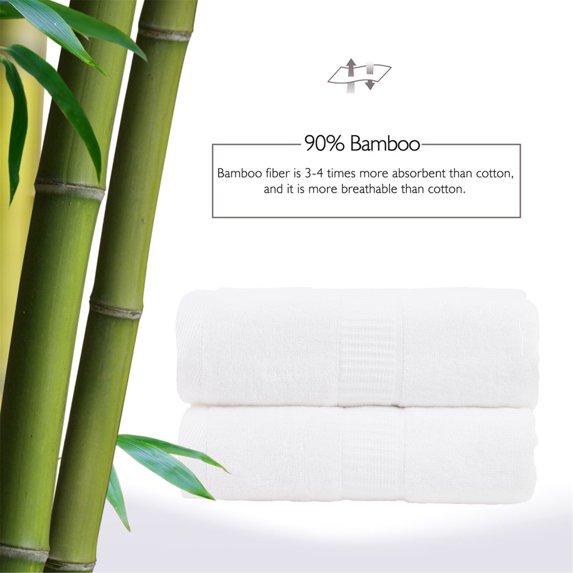 JML Bath Towel Sets, 2 Piece Bamboo Towels, Natural Ultra Soft Touch and Absorbent, No Shedding, Antibacterial & Odor Resistant Towel 27 x 55 inches (White)