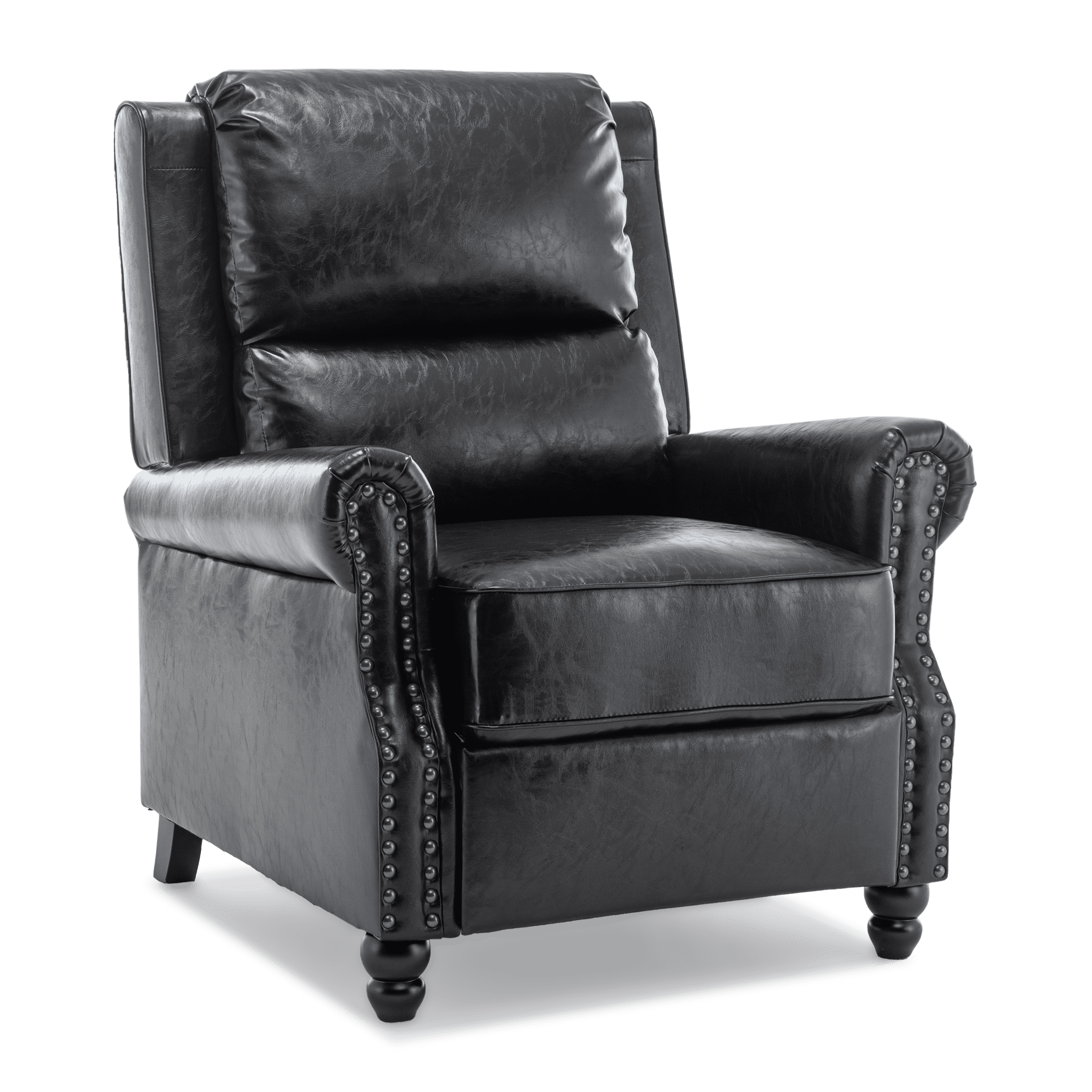 DREAMSIDEA Pushback Recliner Chair Faux Leather Wingback Chair Home Theater Single Sofa for Living Room, Black