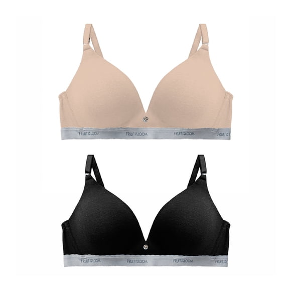 Brasier Fruit Of The Loom para Dama, con Detallede Encaje en Escote Copa y Torso Multicolor Talla 36C, 2 Piezas