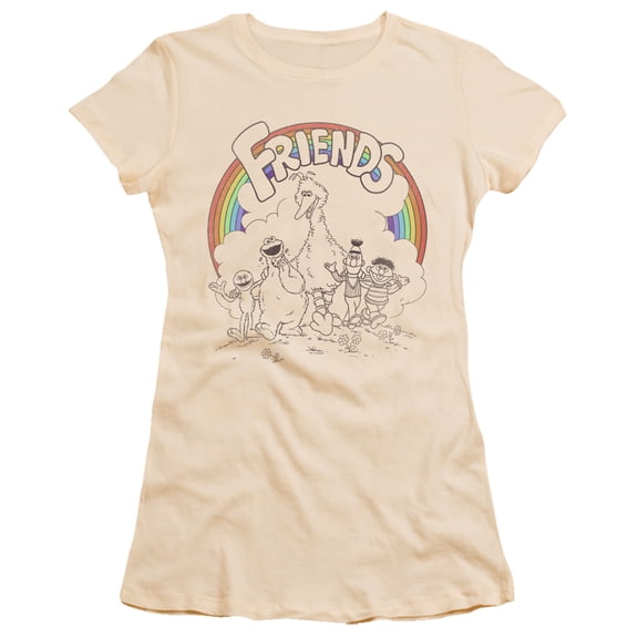 Sesame Street Friends S/S Junior Women's T-Shirt Sheer Cream