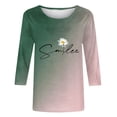 thumbnail image 4 of QATAINLAV Hauts à Manches 3/4 pour Femmes T-Shirts Graphiques en Coton Basiques Tendance Dégradé Imprimé Mignon Blouse Ample Décontractée Col Rond Chandail Éclair Aujourd'hui Violet m, 4 of 6