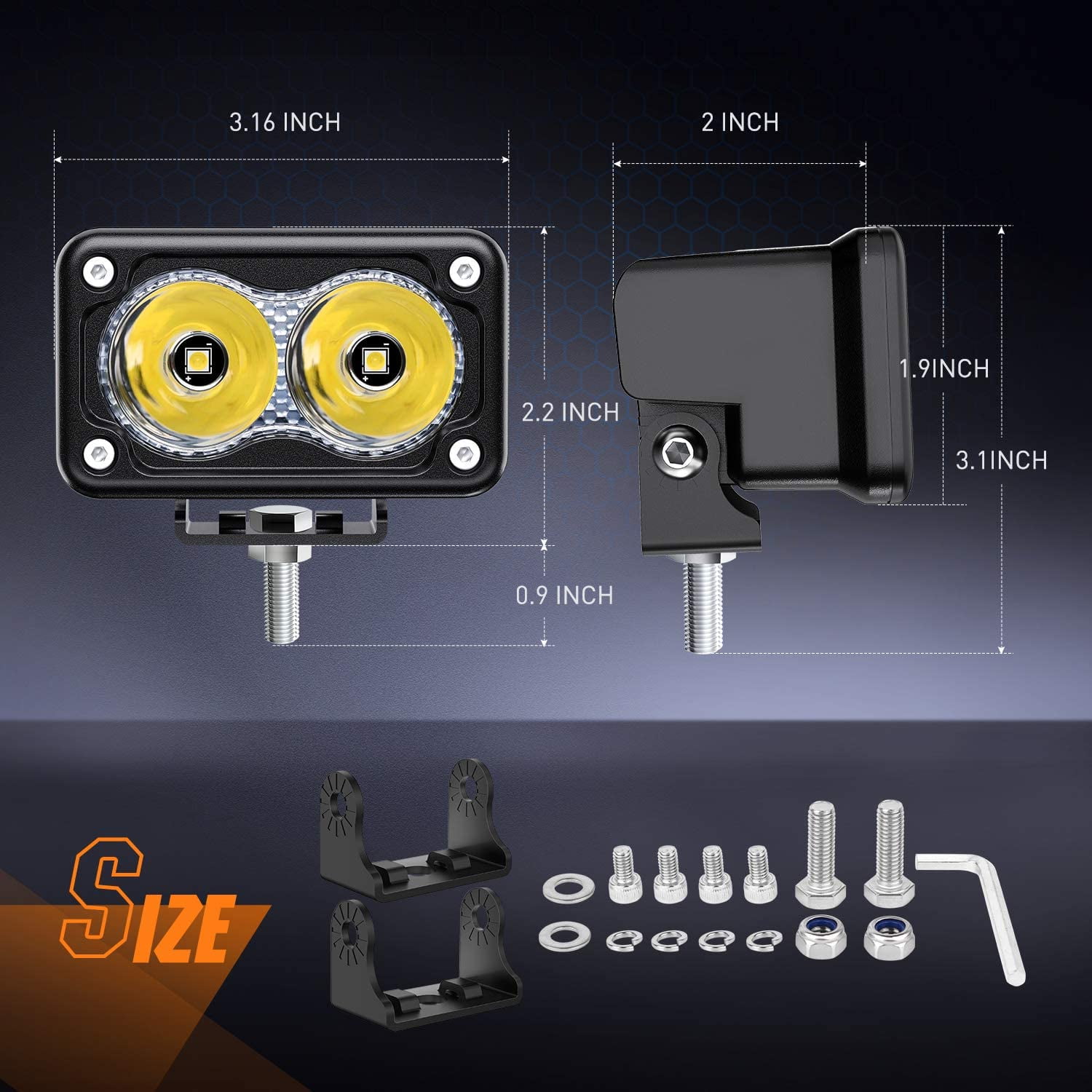 Nilight 2Pcs 3" Motorcycle Led Pods 1300LM Built-in EMC Driving Light Super Spotlight Offroad Fog Light Auxiliary Light for SUV ATV Truck Boat Tractor