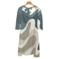 thumbnail image 6 of Abstract Neutral Wavy Design Women's Fall Dresses Casual Loose Flowy Swing Shift Dress, 6 of 9