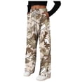 thumbnail image 4 of zaveiop Women's Y2K Camo Maple Leaf Print Sweatpants Baggy Hip Pop Elastic Waist Long Pants Streetwear (Beige, XL), 4 of 9