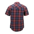thumbnail image 2 of Men’s Western Short Sleeve Button Down Casual Plaid Pearl Snap Cowboy Shirt (#12 Red/Black, 4XL), 2 of 3