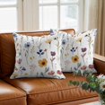 thumbnail image 3 of Vintage Spring Throw Pillow Cover Wildflower Multicolor Flowers Leaf Cotton Linen Cushion Cover Throw Pillow Case with Invisible Zipper for Couch Sofa Bed Chair Car 20x20 Inch, 3 of 14