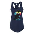 thumbnail image 2 of Cool California Beach Kitten Silhouette Sun Cat | Womens Cat Lover Jersey Racerback Tank Top, Navy, Small, 2 of 4