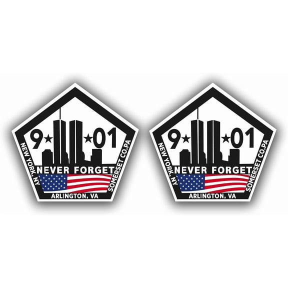 9/11 V2 Never Forget 9 11 Memorial Sticker for Car Vinyl Decal Truck Window Bumper Sticker 3.5 х 3.5 in. Set of 2. by: Gadget Candy Inc
