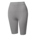 thumbnail image 2 of A2Y Women's Basic Yoga Polyester Mid Thigh High Rise Biker Bermuda Shorts Heather Grey 2XL, 2 of 5