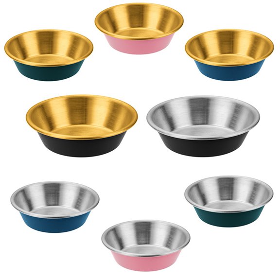 Shenmeida 1PC Mini Stainless Steel Sauce Dish, Round Seasoning Bowls, Sushi Dipping Pinch Bowl Saucers, Salad Dressing Plates for Appetizer, Side Dish, French Fries, Ketchup