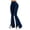 Navy, variant on Women High Waist Striped Flare Pants, Front Split Hem Stretchy Slim Fit Bell Bottom Trousers, Contrast Piping Trim Casual Active Bottoms, Comfy High‑Rise Workout Pants