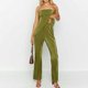 thumbnail image 2 of Conjunto de dos piezas con hombros descubiertos para mujer: top sin tirantes y pantalones anchos. Poliéster. Tallas S-L. Conjunto de verano., 2 of 8