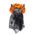 thumbnail image 2 of UNLLLL Halloween Large Rose Headband with Sheer Overlay, Gothic Bride Hair Accessory, Fancy Dress Costume Prop, for Themed Parties and Events (Orange), 2 of 7