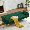 thumbnail image 3 of uhomepro Fabric Covered Futon Sofa Bed with 2 Bolster Pillows, Adjustable Backrest, Convertible Sofa and Couch for Living Room, Grean, 3 of 8