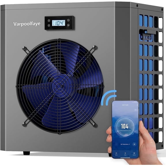 16000 BTU Electric Heat Pump Pool Heaters for Above Ground Pools WiFi Control 5000 Gallon Pool Heater 120v 60Hz