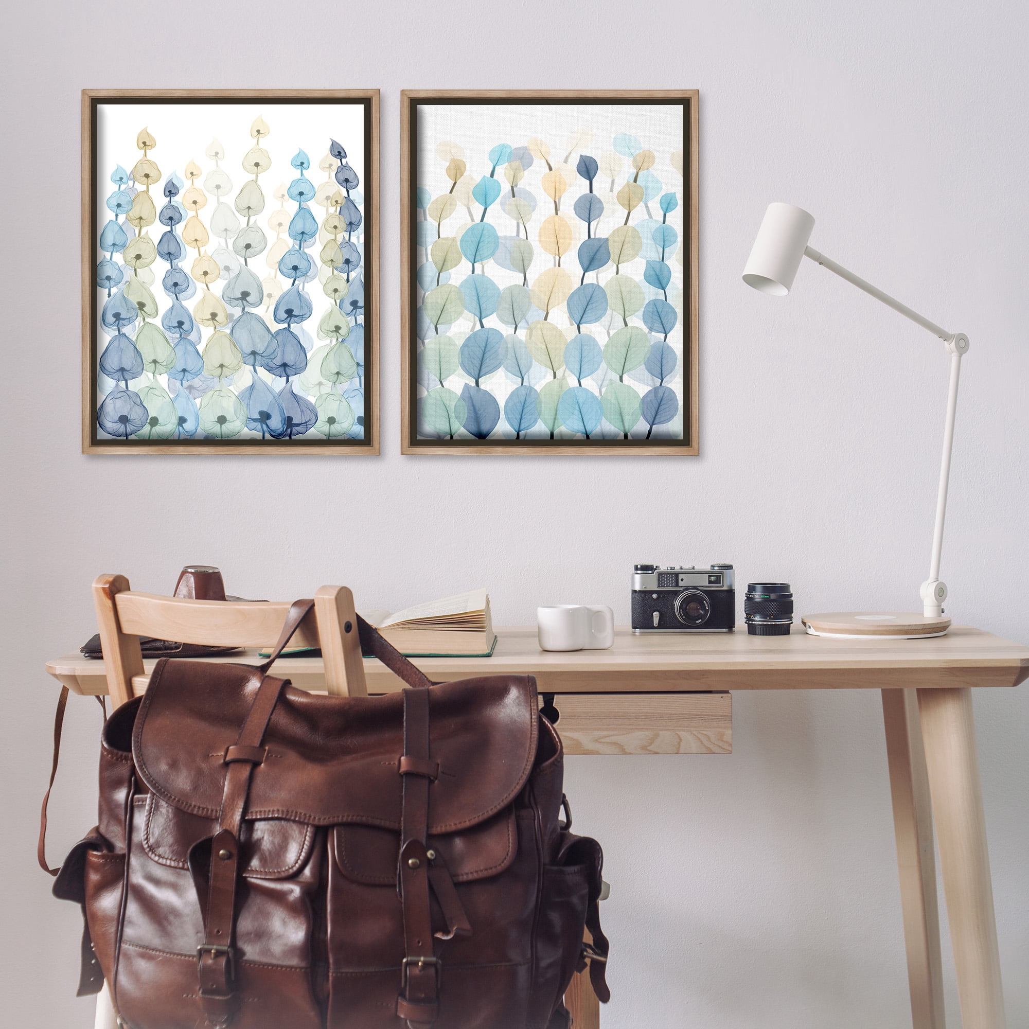 Stupell Industries Seaweed & Ocean Plants Pattern Abstract Painting Brown Floater Framed Canvas Art Print Wall Art, 25 x 31, Set of 2