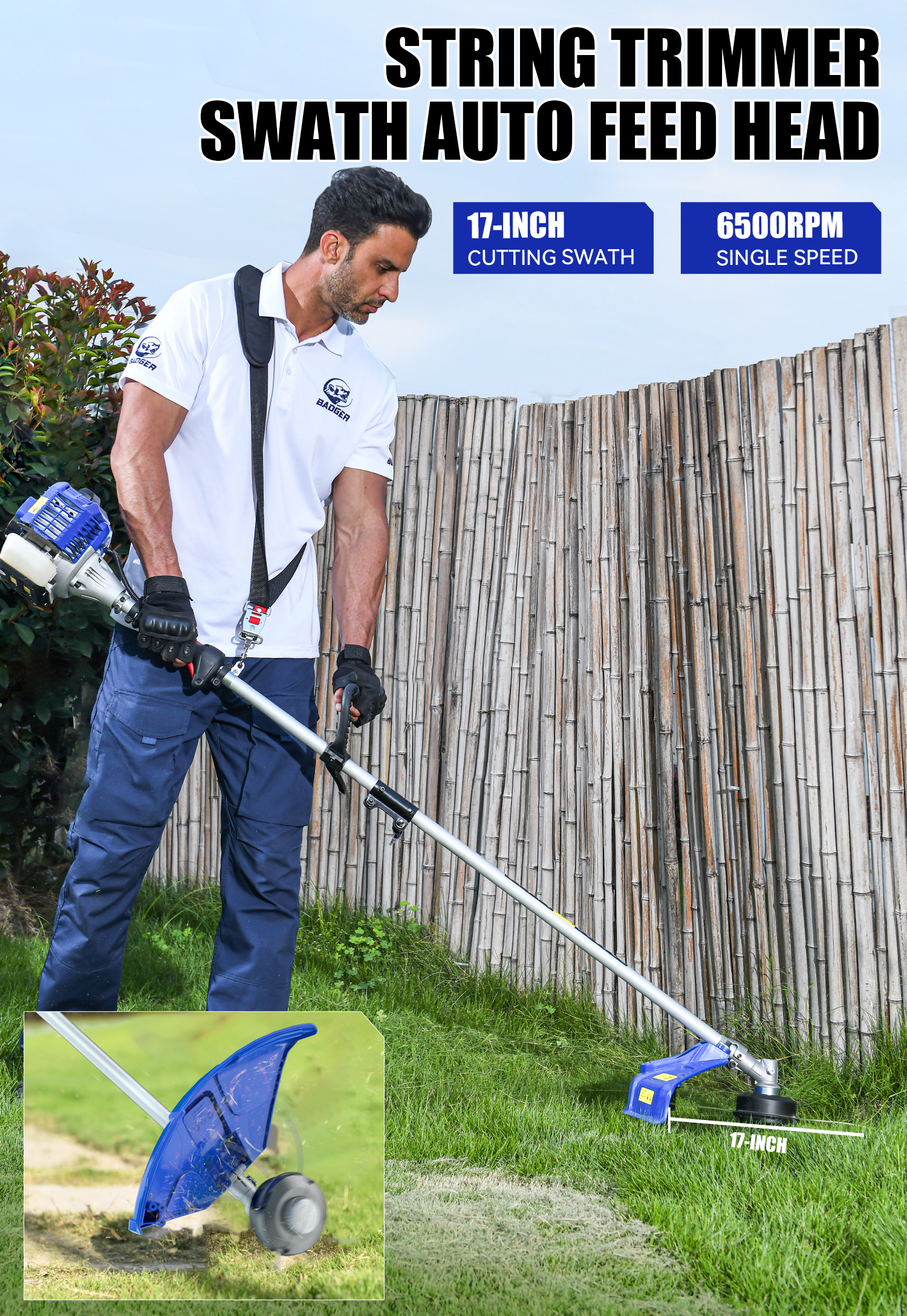 WILD BADGER POWER Gas 4-in-1 Yard Care System, 26cc 2-Cycle Full-Crankshaft Engine Multi-Tool with Attachments, String Trimmer/Edger, Hedge Trimmer and Brush Cutter Blade