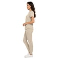 thumbnail image 3 of MediChic Women’s Premium Scrub Set – V-Neck Notch Scrub Top & 6-Pocket Jogger Scrub Pants, 4-Way Stretch, Medical Uniform Khaki X-Large, 3 of 5