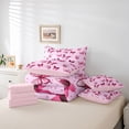 thumbnail image 6 of jejeloiu Pink Butterfly Print 7pcs Bedding Comforter Set,Boho Wild Animal Queen Bedding Sets,Cute Cherry Blossom Queen Sheet Sets For Girl,Microfiber Bedroom Decor Reversible, 6 of 8