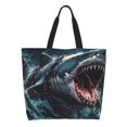 thumbnail image 1 of Balery Wave Chain Shark Bolsa Tote Estilo Estético con Cremalleras, Bolsa de Hombro, Bolsa de Compras Grande y Plegable, 1 of 8