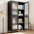 thumbnail image 2 of 59" Metal Storage Cabinet Display Cabinet with 4 Glass Doors & 4 Shelves,Cabinet Bookcase Side Cabinet for Home Office Living Room,Black 03, 2 of 8