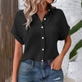 thumbnail image 6 of Blouses for Women Womens Tops Pleated Double Layer Chiffon Style Short Sleeve Relaxed Fit Everyday Office Daily Outfit Shirt, 6 of 6