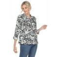 thumbnail image 2 of White Mark Women's Pleated 3/4 Sleeve Floral Print Blouse, 2 of 5