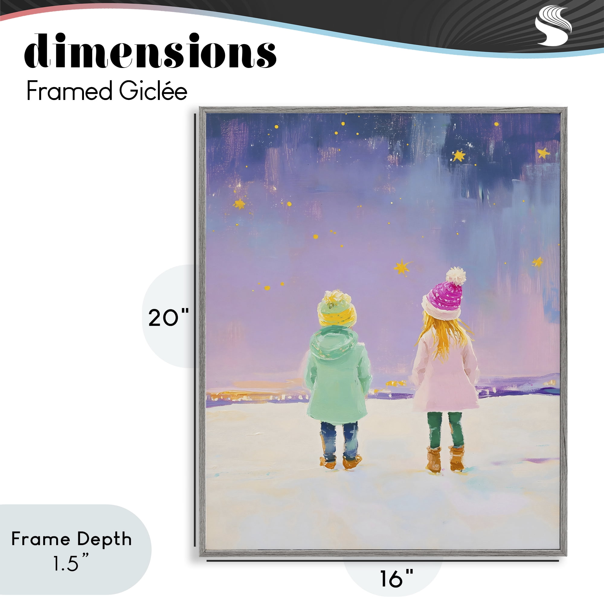 Stupell Industries Children Watching Starry Winter Sky Gray Framed Giclee Art, design by The Prints Vibe