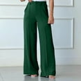 thumbnail image 2 of ZZwxWA Women' Casual Solid Color Fashionable Pleated Semi High Waist Wide Leg Pants Long Pants, 2 of 7