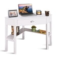 thumbnail image 2 of Costway Escritorio Angular Mesa para Estudiar Ordenador de Madera Pino Compacto con Cajón y Repisas Casa Oficina Blanco 105 x 71 x 76 cm, 2 of 9