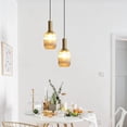thumbnail image 4 of KCO Lighting Amber Glass Ceiling Light Vintage Striped Glass Pendant Light Gold Mini Kitchen Island Hanging Lamp, 4 of 7