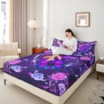 thumbnail image 4 of Homewish Kids Children Floral Flying Butterflies 4pcs Bed Sheets,Chic Flowers Rose King Sheets,Bling Starry Sky Glitter Super Cozy Sheet Set,Ultra Soft Home Decor, 4 of 7