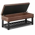 thumbnail image 7 of Simpli Home Cosmopolitan 44" Transitional Rectangle Ottoman Bench in Saddle Brown Faux Leather, 7 of 7