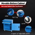 thumbnail image 3 of 5-Drawer Rolling Tool Storage Cabinet with Detachable Top Tool Box, Locking Wheels & Adjustable Shelves, Steel Garage Workshop Cart, Blue, 3 of 5