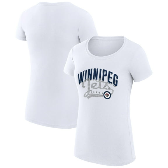 Women's G-III 4Her by Carl Banks White Winnipeg Jets Super-Slim Fit Lightweight Filigree Logo T-Shirt