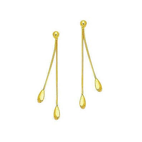 JewelStop 14K Yellow Gold Double Tear Drop Earrings - 5 mm X 45 mm, 2.2gr.