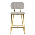 thumbnail image 3 of Ariana Tabourets de Comptoir en Lin Gris (Ensemble de 2) - Pieds Dorés, 3 of 8