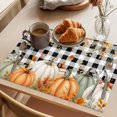 thumbnail image 3 of Orange Green Pumpkins Fall Placemats Set of 1 Thanksgiving Maple Leaf Plaid Place Mats Indoor Wipeable Table Mats Washable Cloth Dining Table Placemats for Kitchen Holiday Party Home Decor 13x19 Inch, 3 of 9