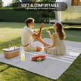 thumbnail image 4 of Light Grey Striped Outdoor Rug 3x5 Ft - Reversible Patio Rug Outdoor Camping Rugs, White Simple Neutral Modern Washable Indoor Outdoor Area Rugs, Non-Slip Outdoor Carpet Runner for Deck/Porch, 4 of 8