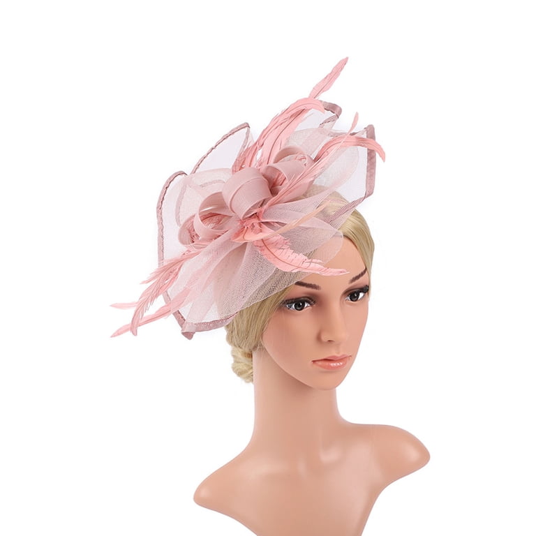 Elegant Dusty Pink Feathered Fascinator Headpiece for Women Ready!blush Pink Hat. Peach Hat. Fascinator. Kentucky Derby  main image 3