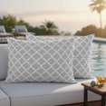 thumbnail image 4 of Light Gray Outdoor Waterproof Pillow Covers, Minimalist Boho Abstract Ethnic Motifs Decorative Rectangle Throw Pillowcase Sofa Cushion Sham for Patio/Couch/Chair, 20"x12" 2 Pack, 4 of 8