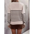 thumbnail image 6 of Women Knit Sweater Casual V Neck Striped Print Loose Pullover Long Sleeve Sweater Tops L, 6 of 9