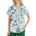 thumbnail image 4 of SAATLERI Women's Scrub Tops Stretchy Hawaiian Print Scrubs Shirt Women Funny Medical V Neck Short Sleeve Nursing Work Uniform, 4 of 4