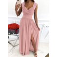 thumbnail image 5 of Womens 2024 Formal Dresses Wrap V-Neck Ruched Sexy Bridesmaid Wedding Guest Maxi Dresses, 5 of 7